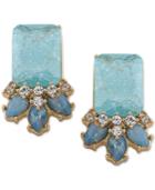 Carolee Gold-tone Stone And Crystal Cluster Drop Earrings