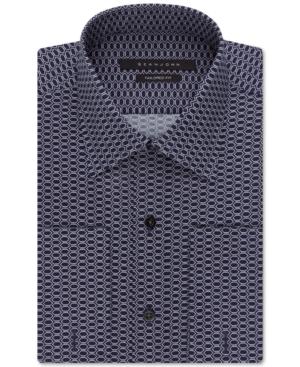 Sean John Navy Geo-print French Cuff Dress Shirt