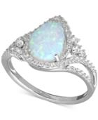 Lab-created Opal (3/4 Ct. T.w.) And White Sapphire (3/8 Ct. T.w.) Ring In Sterling Silver