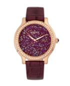 Bertha Quartz Cora Collection Plum Leather Watch 40mm