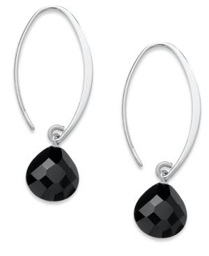 Sterling Silver Earrings, Faceted Onyx Sweep Drop Earrings (13-3/4 Ct. T.w.)