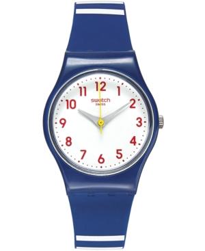 Swatch Women's Swiss Matelot Blue Silicone Strap Watch 25mm Ln149