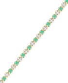 Emerald (3-1/6 Ct. T.w.) And White Topaz (2-1/5 Ct. T.w.) Bracelet In 18k Gold Over Sterling Silver