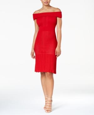 Xoxo Juniors' Off-the-shoulder Mixed-knit Sweater Dress
