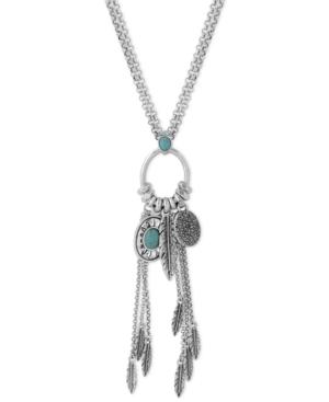 Lucky Brand Silver-tone Multi-charm Long Length Pendant Necklace