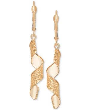 Textured Dangle Drop Earrings In 14k Gold