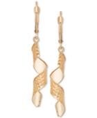 Textured Dangle Drop Earrings In 14k Gold