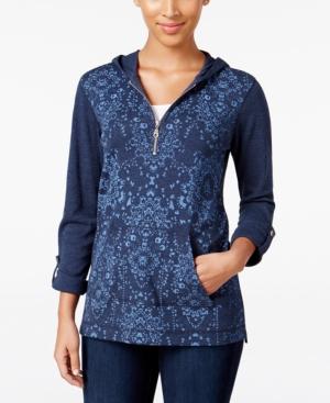 Style & Co. Printed Zip-neck Hoodie, Only At Macy's
