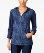 Style & Co. Printed Zip-neck Hoodie, Only At Macy's