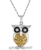 Diamond Owl Pendant Necklace (1/10 Ct. T.w.) In Sterling Silver