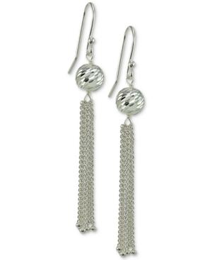 Giani Bernini Textured Ball Chain Drop Earrings In Sterling Silver, Created For Macy's