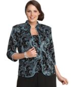 Alex Evenings Plus Size Three-quarter-sleeve Metallic Paisley Jacket And Shell