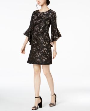 Jax Laser-cut Jacquard Bell-sleeve Dress