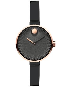 Movado Women's Swiss Edge Black Stainless Steel Bangle Bracelet Watch 28mm 3680025