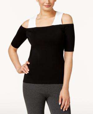 Calvin Klein Colorblocked Cold-shoulder Sweater