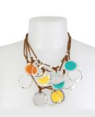 Robert Lee Morris Soho Silver-tone Leather Multi-disk Necklace