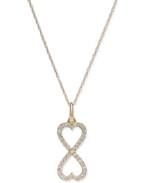 Cubic Zirconia Double Heart Pendant Necklace In 10k Gold