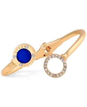 Guess Gold-tone Logo And Pave Hinged Bypass Bracelet