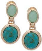 Anne Klein Gold-tone Colored Stone Clip-on Drop Earrings