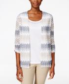 Alfred Dunner Petite Striped Layered-look Top