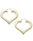Signature Gold 14k Gold Earrings, Diamond Accent Heart Hoop Earrings