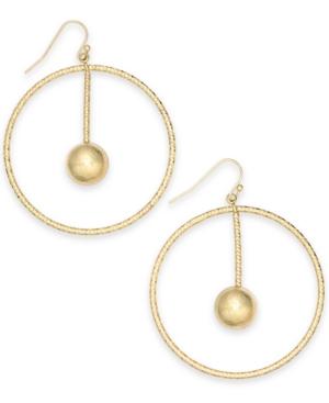 Inc International Concepts Gold-tone Ball Drop Hoop Earrings, Created For Macy's