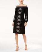 Style & Co Petite Cotton Embroidered Off-the-shoulder Dress, Only At Macy's