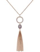 Inc International Concepts Rose Gold-tone Triple Drop Stone Tassel Necklace, Only At Macy's