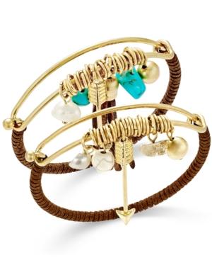 Inc International Concepts Going Global Gold-tone 2-pc. Wrapped Charm Bracelet