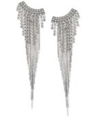 Jewel Badgley Mischka Silver-tone Crystal & Chain Fringe Chandelier Earrings