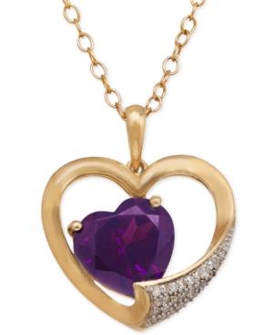 Amethyst (3 Ct. T.w.) Heart And Diamond Accent Pendant Necklace In 14k Gold