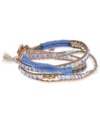 Lonna & Lilly Gold-tone Leather Beaded Wrap Bracelet