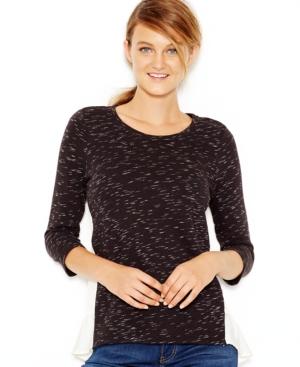 Kensie Ruffle-detail Contrast Top