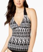 Profile By Gottex Shibori Printed Macrame-straps Halter Tankini Top Women's Swimsuit