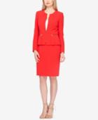 Tahari Asl Zip-up Pleated Peplum Skirt Suit