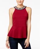 Miss Chievous Juniors' Embellished Peplum Top