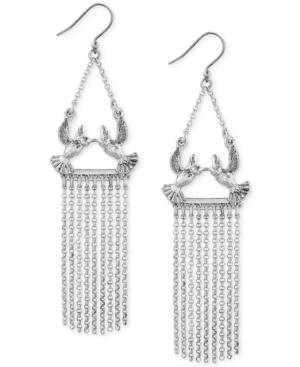 Lucky Brand Silver-tone Bird Fringe Drop Earrings