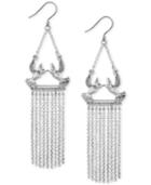 Lucky Brand Silver-tone Bird Fringe Drop Earrings