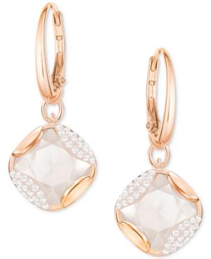 Swarovski Rose Gold-tone Pave & Cream Stone Drop Earrings