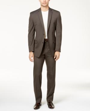 Marc New York By Andrew Marc Men's Classic-fit Brown Pinstripe Suit