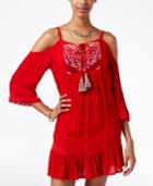 American Rag Embroidered Cold-shoulder Dress, Only At Macy's