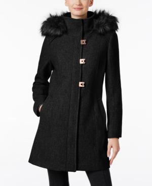 Calvin Klein Faux-fur-trim Wool-blend Walker Coat