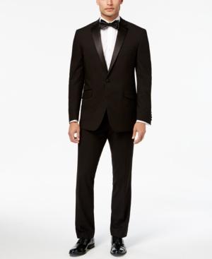 Kenneth Cole Reaction Men's Slim-fit Performance Black Notch Lapel Tuxedo