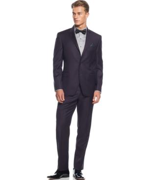 Tallia Burgundy Solid Slim-fit Suit