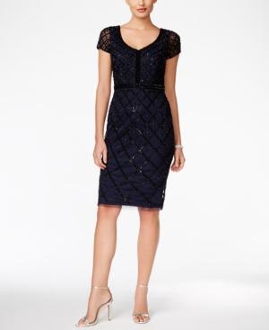Adrianna Papell Embellished Beaded Sheath Dress