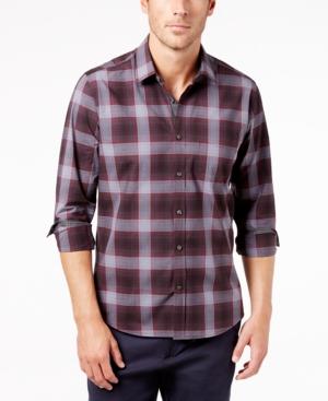 Ryan Seacrest Distinction Men's Gray/port Plaid Pocket Shirt, Created For Macy's