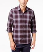 Ryan Seacrest Distinction Men's Gray/port Plaid Pocket Shirt, Created For Macy's