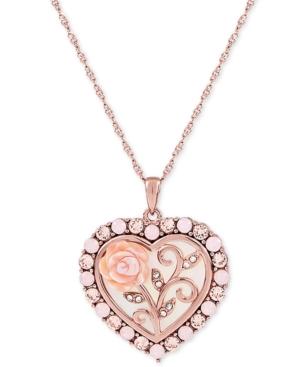 Mother Of Pearl (16mm) Rose Cameo 18 Necklace In 18k Rose Gold Over Sterling Silver