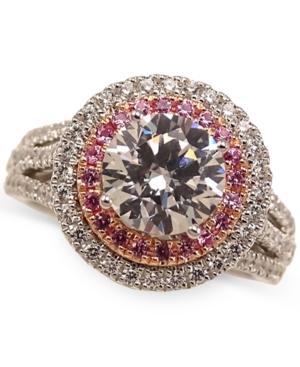 Marchesa Pink And White Diamond Halo Certified Engagement Ring (3 Ct. T.w.) In 18k White Gold