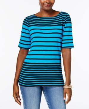 Karen Scott Cotton Striped Top, Created For Macy's